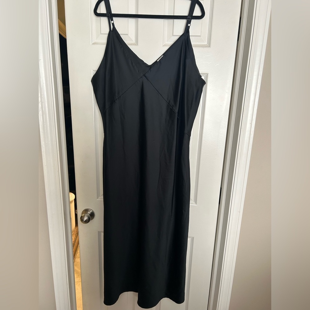 A New Day Black Satin Dress *I am 5’7” for reference on last picture